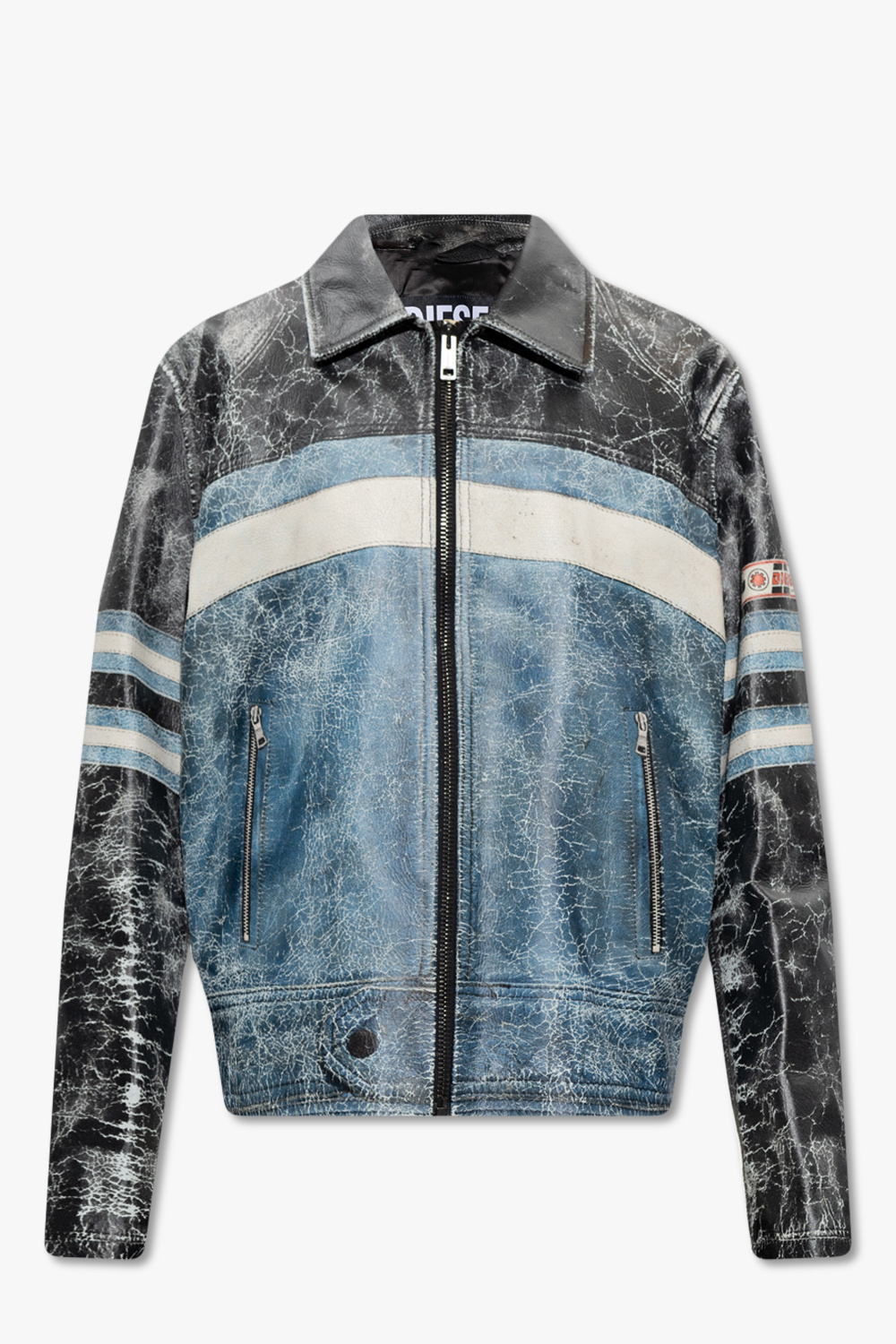 Diesel blue hotsell leather jacket